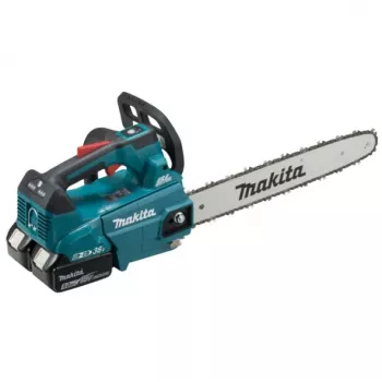 Makita DUC406PT2B 36V Akku Top-Handle-Kettensäge 40 cm (16 inch) mit 2x 5,0 Ah Akkus und Doppelladegerät