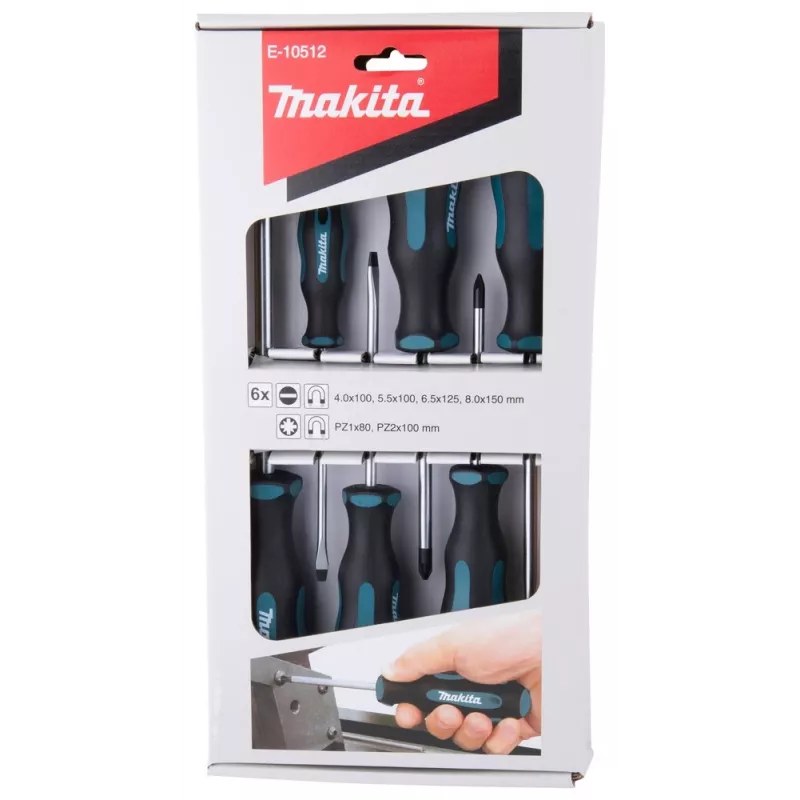 Makita E-10512 Schraubendreher-Set, 6-teilig (Schlitz/Pozidriv)
