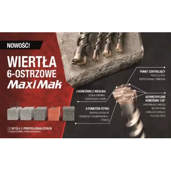 MAKITA SDS MAX Bohrer 14x200x340mm MAXI MAK 6-Schneiden