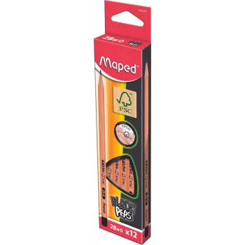Maped BLACK'PEPS Graphitstifte 2B Schwarz/Holz 12er-Pack