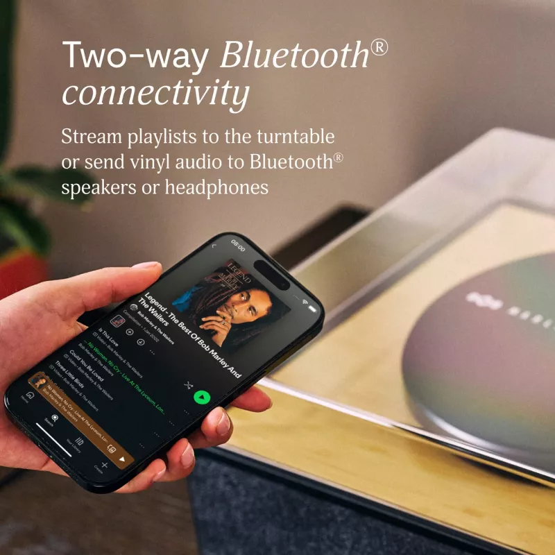 Marley Rise Up Turntable mit integrierten Stereolautsprechern, Bluetooth In/Out