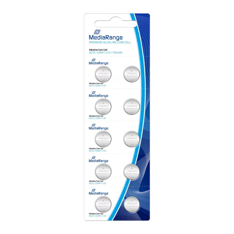 MEDIARANGE MRBAT113 Alkaline Knopfzelle LR44 1,5V (10er-Pack) Blister