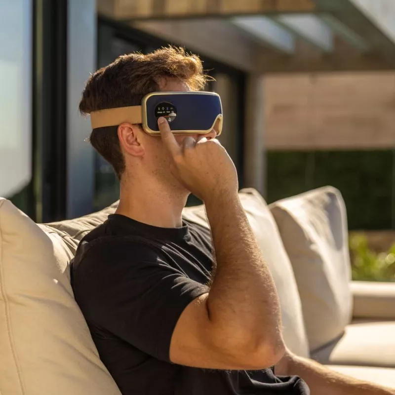 Medivon Horizon Pro 2 Augenmassagegerät mit Luftdruck, Vibration, Wärme, Bluetooth, 5 Modi, 1450 mAh, USB-C, Marineblau