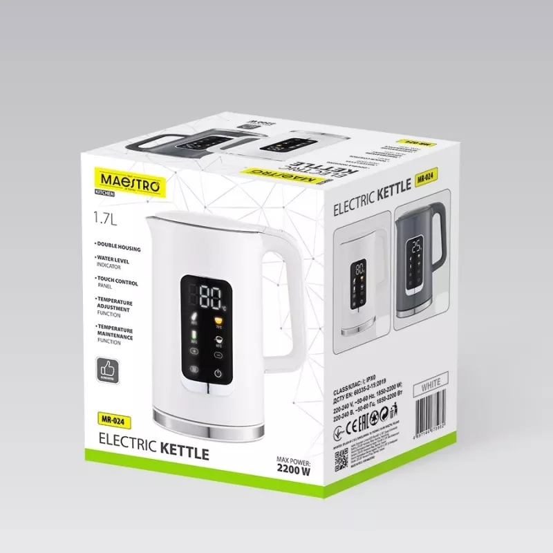 MEO Maestro Wasserkocher MR-024-GREY 1,7 L 2200 W Grau
