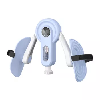MERACH MR-2522 Beintrainer (Weiß und Blau) – Verstellbarer Oberschenkeltrainer mit Federwiderstand und LCD-Zähler