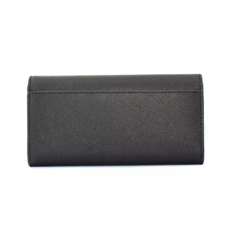 Michael Kors Jet Set Travel Large Zip Around Continental Wallet Saffiano Leder Schwarz Gold-Töne