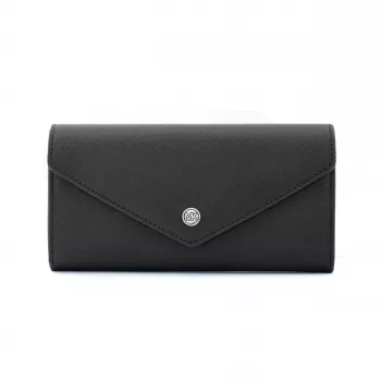Michael Kors Jet Set Travel Large Zip Around Continental Wallet Saffiano Leder Schwarz Gold-Töne