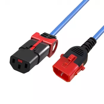 MicroConnect Netzkabel C13 IEC Lock+ auf C14, 3m, Schwarz (MC-DUALC13C14S-3B)