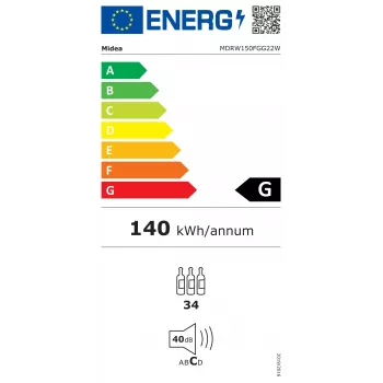 Midea Weinkühler MDRW150FGG22W Freistehend 34 Flaschen Schwarz