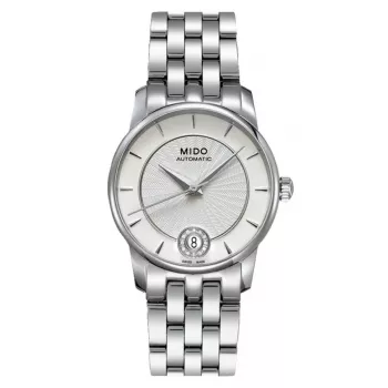 MIDO Baroncelli III Damen Automatikuhr M007207110360 33mm silbernes Zifferblatt Diamantindexe Edelstahlarmband