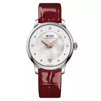 MIDO Baroncelli III Lady Automatikuhr 33mm weißes Perlmutt-Zifferblatt Lederarmband M039207161060