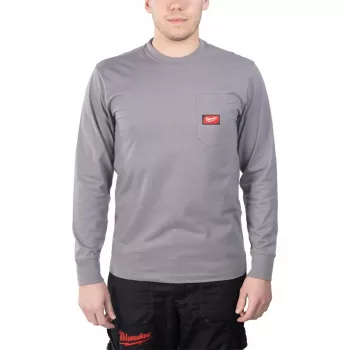 Milwaukee Langarm-T-Shirt mit Brusttasche Hellgrau Größe S WTLSGR-S