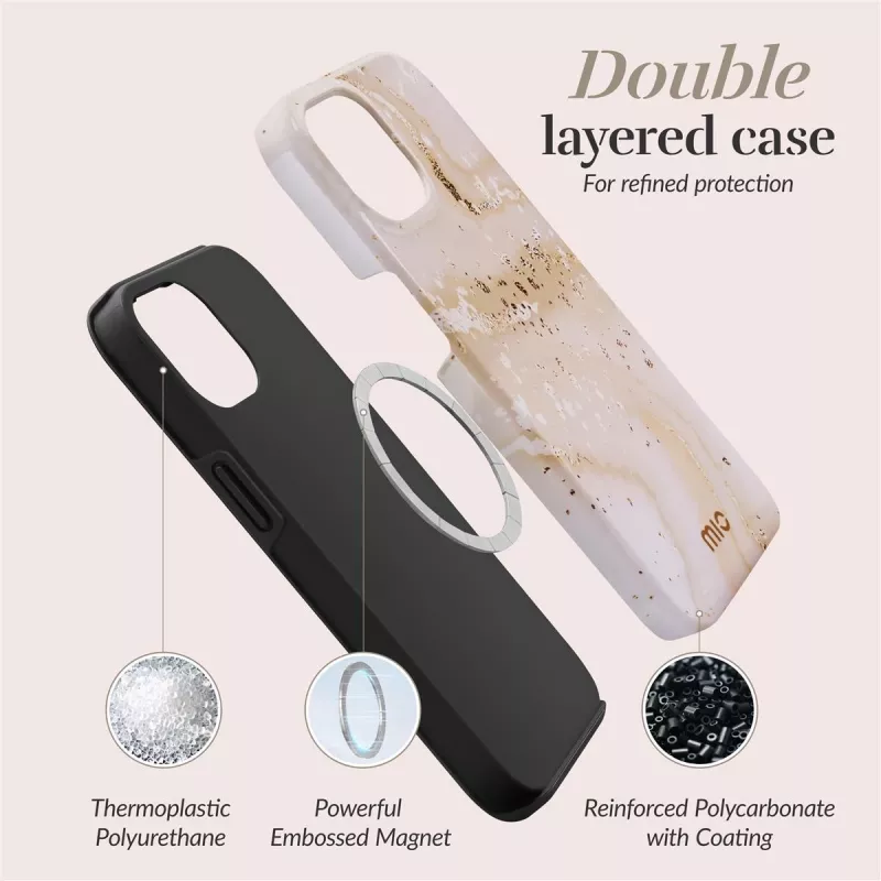 MIO Gold Marble Magsafe Kompatible Hülle für iPhone 16 Pro Max