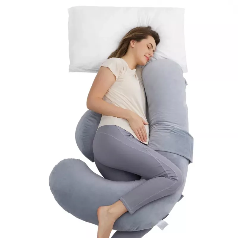 Momcozy PP007 F-Shape Schwangerschaftskissen Grau
