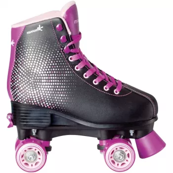 MUUWMI Disco Rollschuhe EU 31-34, Lila/Schwarz, 4-fach verstellbar