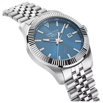 Nautica Herren NAPPBS248 Analog Quarzuhr 43mm Schwarzes Zifferblatt Silikonarmband