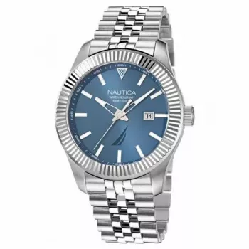 Nautica Herren NAPPBS248 Analog Quarzuhr 43mm Schwarzes Zifferblatt Silikonarmband