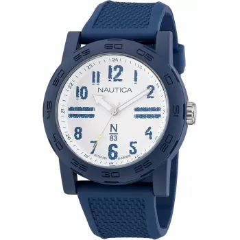 Nautica NAPATS301 Herren Quarz Analoguhr 42.5mm blaues Zifferblatt Silikonarmband