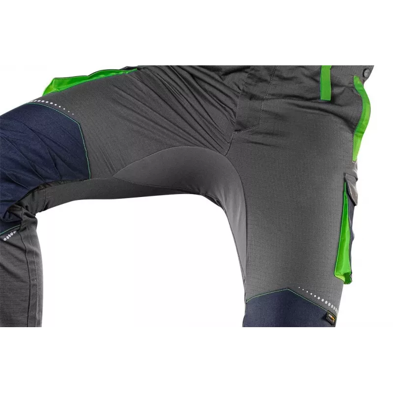 NEO TOOLS 81-247-XXL professionelle Arbeitshose mit Kniepolstertaschen, Grau/Grün, Größe XXL