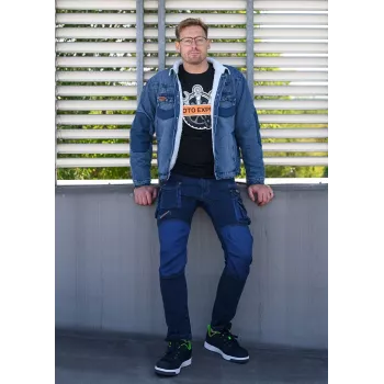 NEO TOOLS DENIM Arbeitshose mit Knieschutz, Größe XL