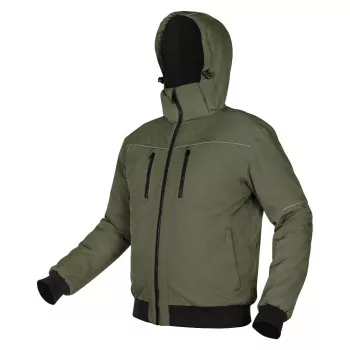 NEO TOOLS Isolierte Jacke mit Kapuze OUTDOOR, Grün, Größe L