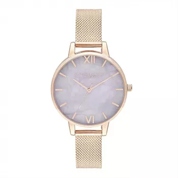 Olivia Burton Damen Sparkle Bee Uhr OB16SP16 - 34mm silbernes Zifferblatt graues Lederarmband