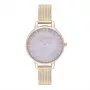 Olivia Burton Damen Sparkle Bee Uhr OB16SP16 - 34mm silbernes Zifferblatt graues Lederarmband
