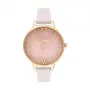 Olivia Burton Damen Sparkle Bee Uhr OB16SP20 – 34 mm graues Sunray-Zifferblatt, graues Lederarmband