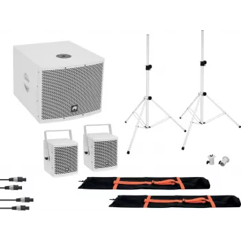 Omnitronic 20000837 Aktiver 8-Zoll-PA-Lautsprecher mit Bluetooth, USB/SD, 800W Peak, Weiß