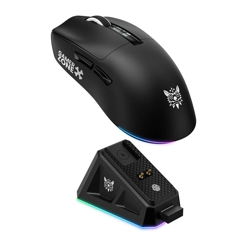 ONIKUMA DM07 RGB Gaming-Maus, kabelgebunden/kabellos 2,4G, PAW3311, 24000 DPI, 1000 Hz, 500 mAh, Schwarz