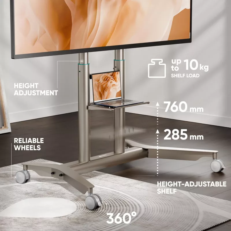 ONKRON TS1871-C mobiler TV-Ständer für 55-90 Zoll, champagner