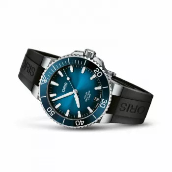 ORIS Herren-Taucheruhr 41350742274FC 41.50mm Automatik Blaues Zifferblatt Blaues Kautschukband