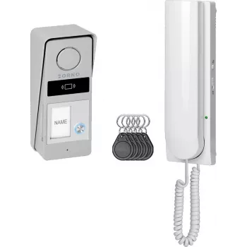 ORNO OR-DOM-RD-937/W Analog-Türsprechanlagen-Set, 1 Inneneinheit, 1 Außenpanel, Weiß/Silber