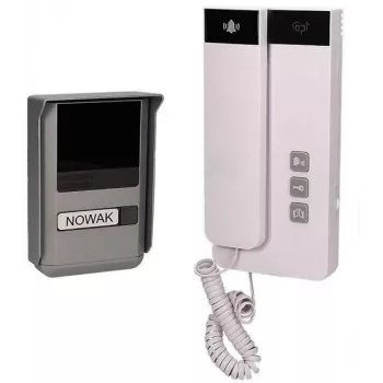 ORNO OR-DOM-SL-923 2-Draht-Intercom-Set für Einfamilienhaus, Aufputzmontage, silber/graues Außenpaneel, weißes Uniphone