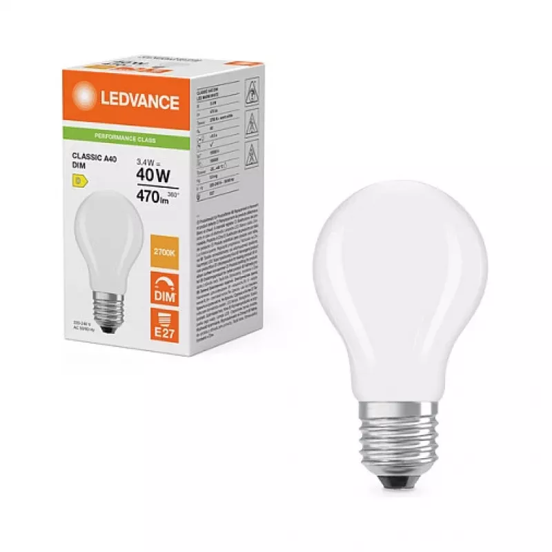 OSRAM LED Classic A 40 Filament DIM P 3.4W 827 Matt Dimmbare LED-Lampe
