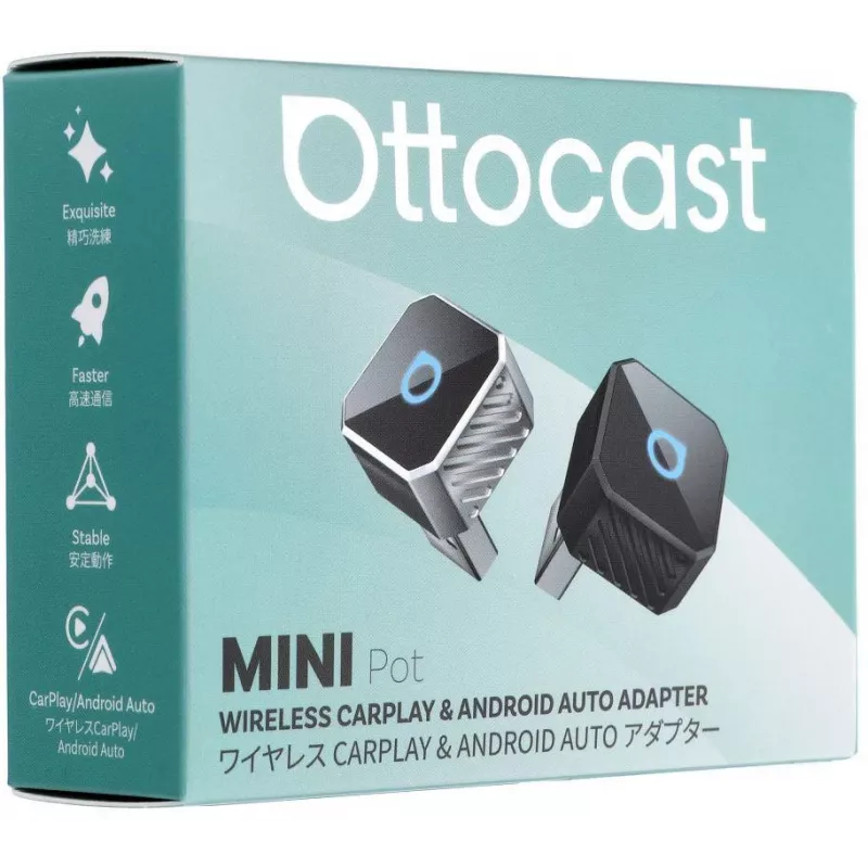 Ottocast Mini Pot CP88-T3 kabelloser CarPlay- und Android-Auto-Adapter, schwarz (CP88-T3)