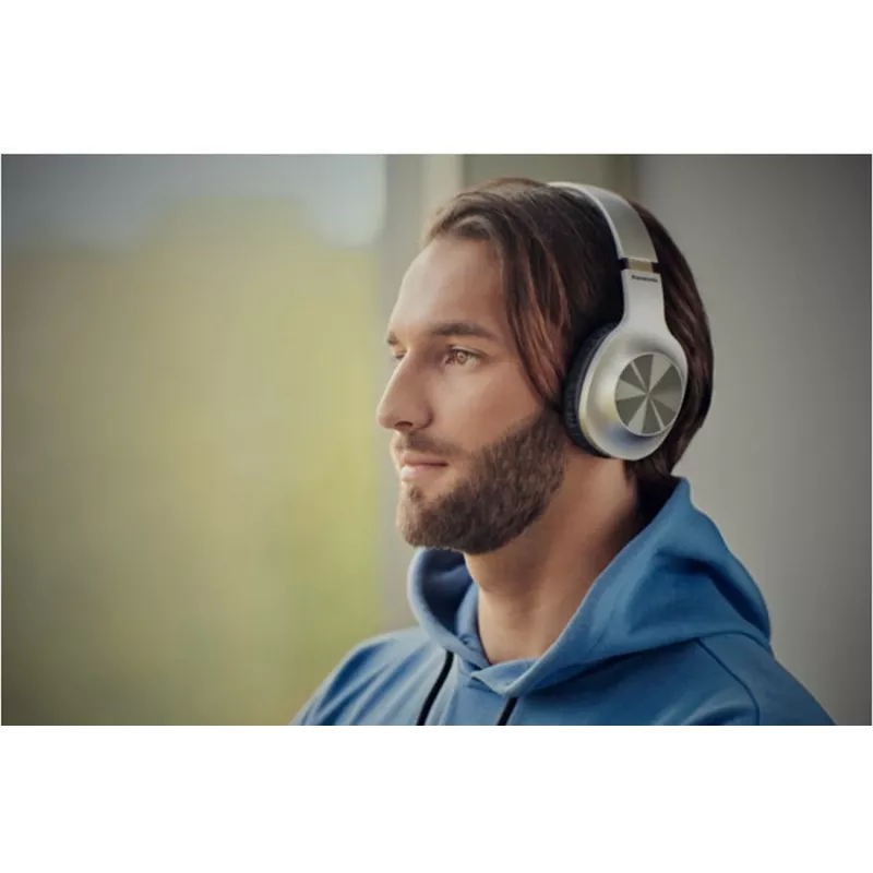 Panasonic RB-HX220BDES drahtlose On-Ear-Kopfhörer, Bluetooth, Mikrofon, XBS, Silber