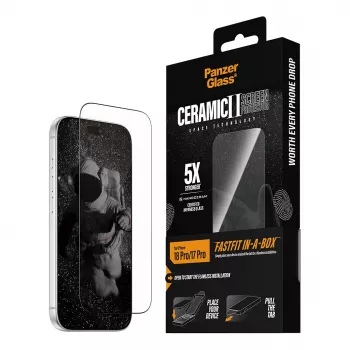 PanzerGlass Keramik Displayschutzfolie für iPhone 17 Pro mit FastFit In-A-Box