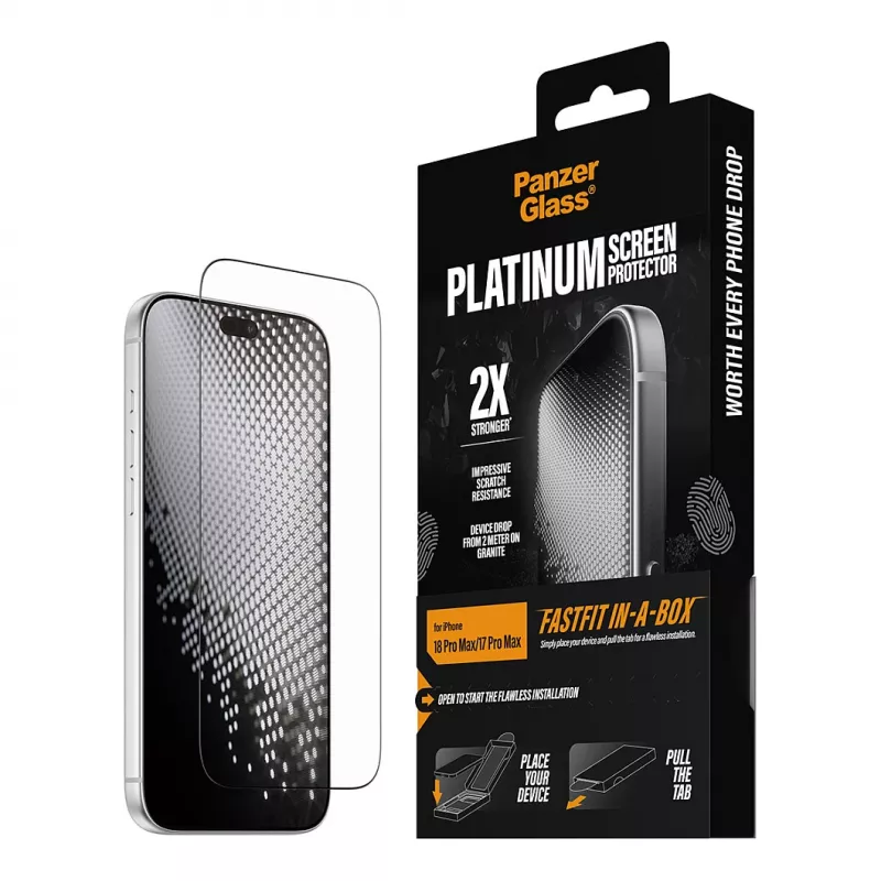PanzerGlass Platinum Displayschutzfolie für iPhone 17 Pro Max mit FASTFIT IN-A-BOX