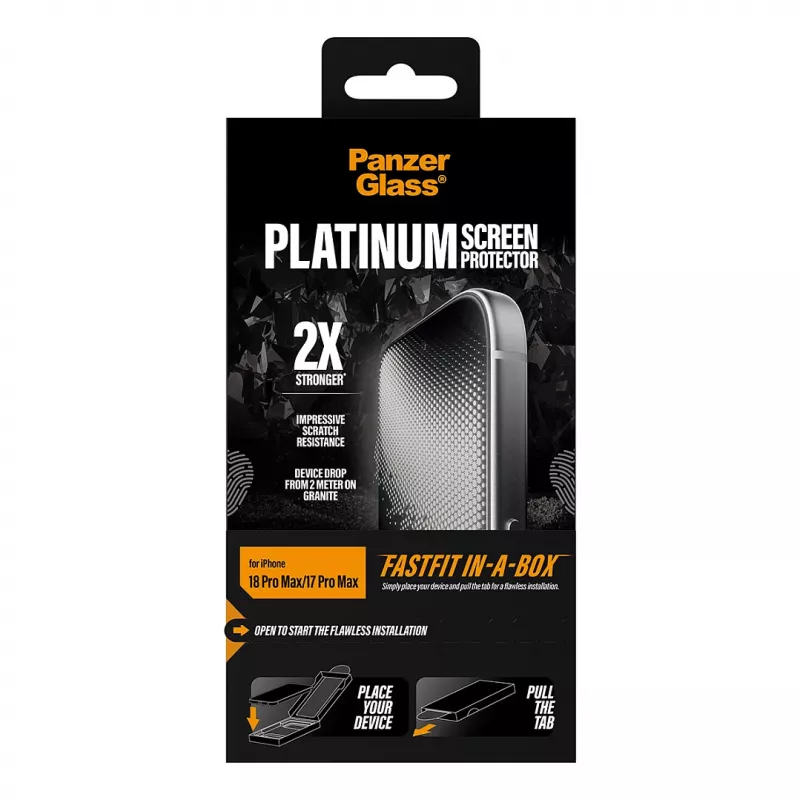PanzerGlass Platinum Displayschutzfolie für iPhone 17 Pro Max mit FASTFIT IN-A-BOX