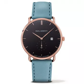 PAUL HEWITT Grand Atlantic Herrenuhr PHTGARB23M 42mm schwarzes Zifferblatt schwarzes Lederarmband