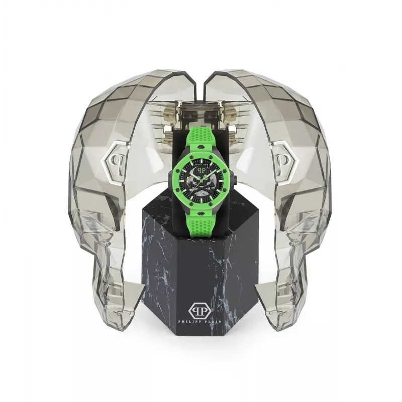 Philipp Plein Herren-Automatikuhr PWPFA0624 46mm Edelstahl Schwarz Silikon