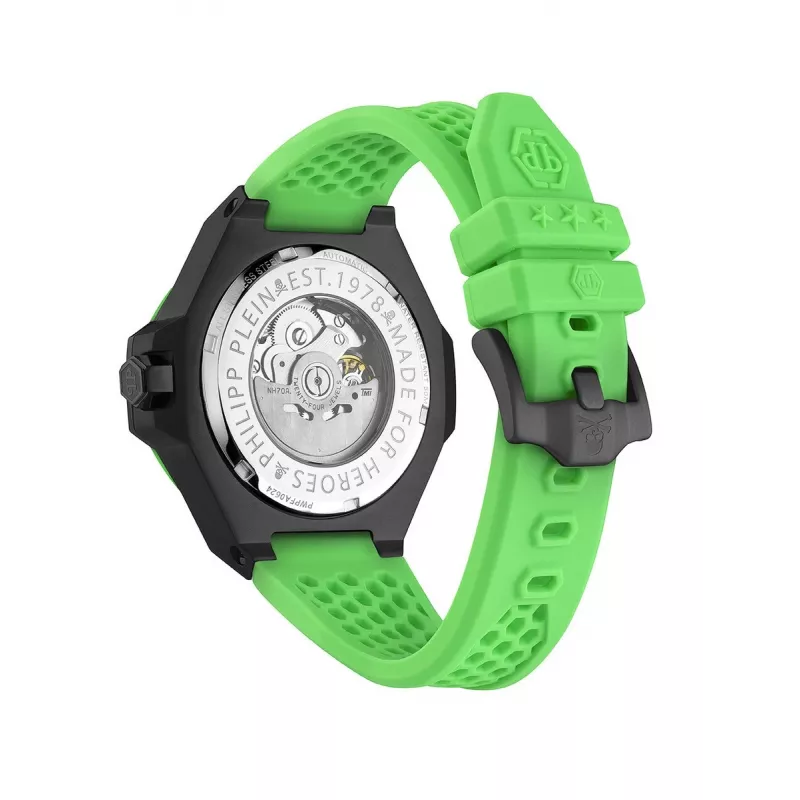 Philipp Plein Herren-Automatikuhr PWPFA0624 46mm Edelstahl Schwarz Silikon