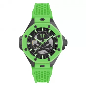 Philipp Plein Herren-Automatikuhr PWPFA0624 46mm Edelstahl Schwarz Silikon
