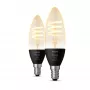 Philips Hue E14 White Ambiance 4,6W LED Filament Candle Bulb 2-Pack