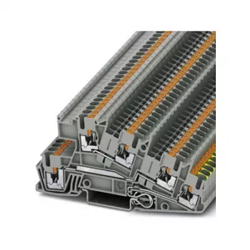 Phoenix 3213949 PTI 2,5-PE/L/L Mehrstock-Reihenklemme, Push-in, 3 Etagen, 6 Anschlüsse, 2,5 mm², 400 V, 24 A, grau