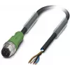 Phoenix Contact SAC-4P-M12MS/ 3,0-PUR Sensor-/Aktorleitung, M12 Stecker gerade auf offenes Ende, 4-polig A-kodiert, 3 m PUR schwarz-grau