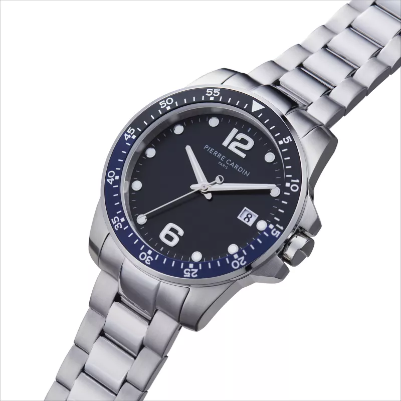 Pierre Cardin Herren Analog Quarzuhr CNI.0030 40mm Schwarzes Zifferblatt Lederarmband