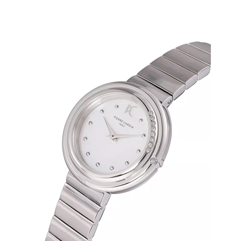 Pierre Cardin Damen CF.1010.MS.1 Quarz-Analoguhr 32mm silbernes Edelstahl-Milanaise-Mesh-Armband