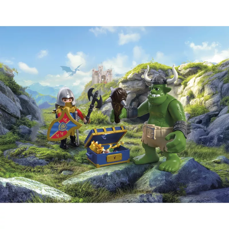 PLAYMOBIL Knights 72116 Troll mit Löwenritter-Schatz